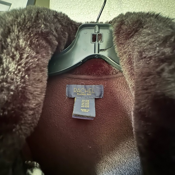 Plaid Cape with Faux Fur Collar Rachel Roy Size S/M - Picture 3 of 9